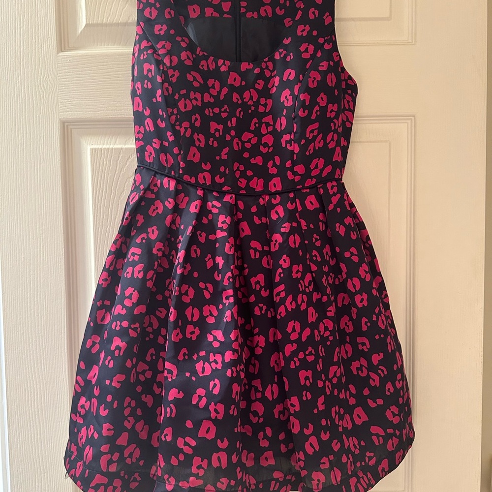 Pink and Black Leopard Print Dress